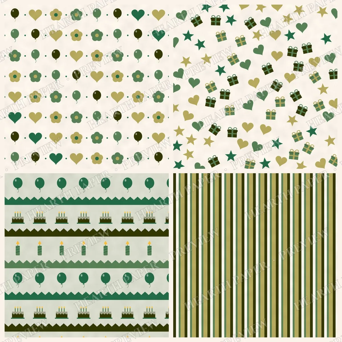 Moss Bouquet Digital Paper Pack preview 6