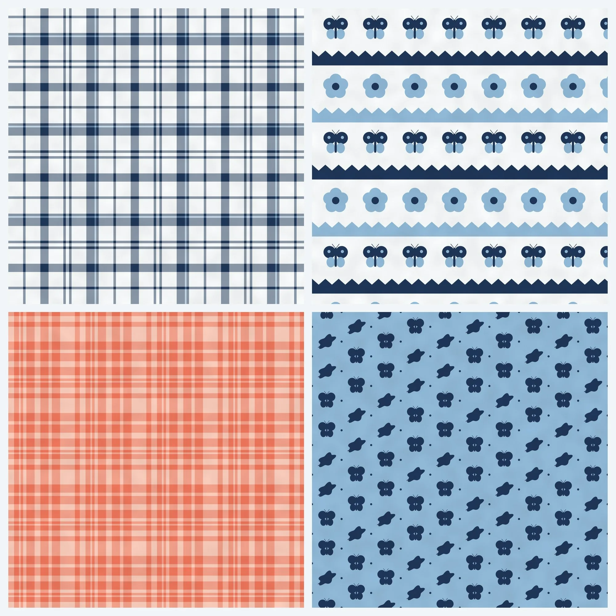 Navy Coral Flutter Digital Paper Pack preview 5