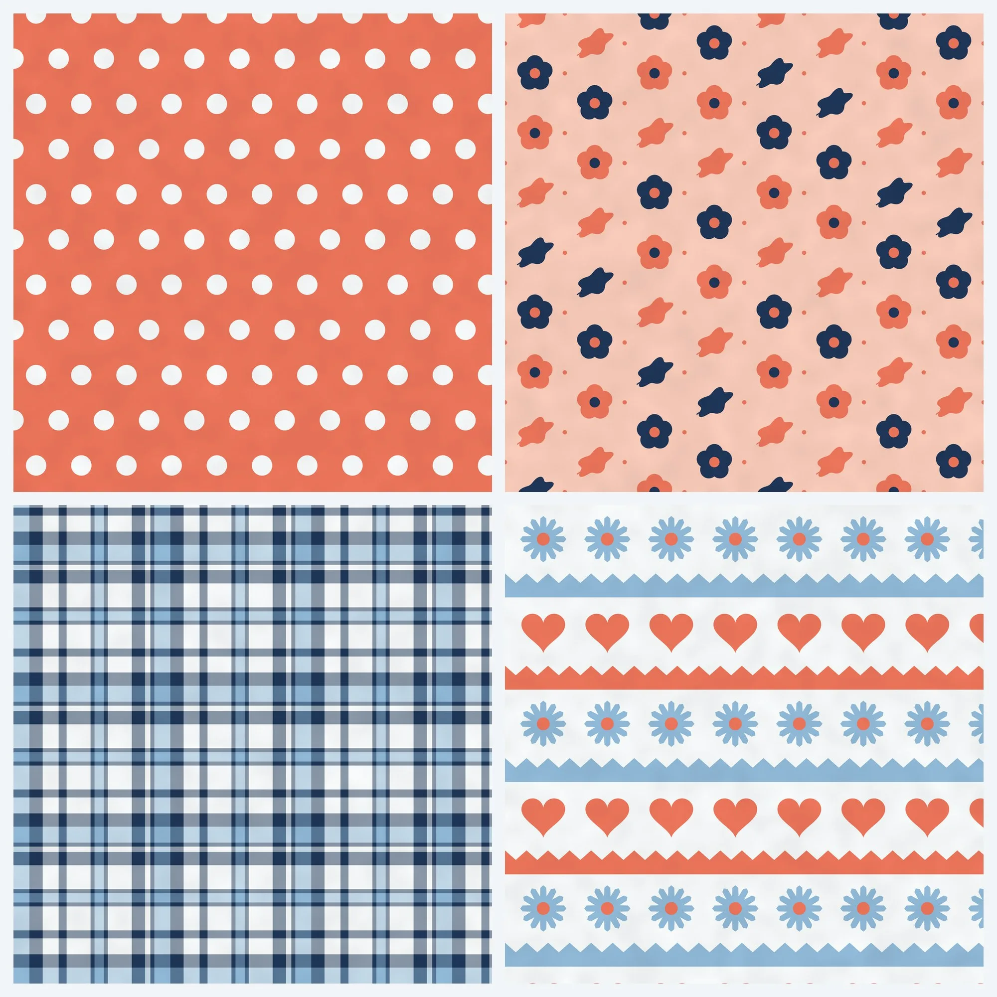 Navy Coral Flutter Digital Paper Pack preview 6