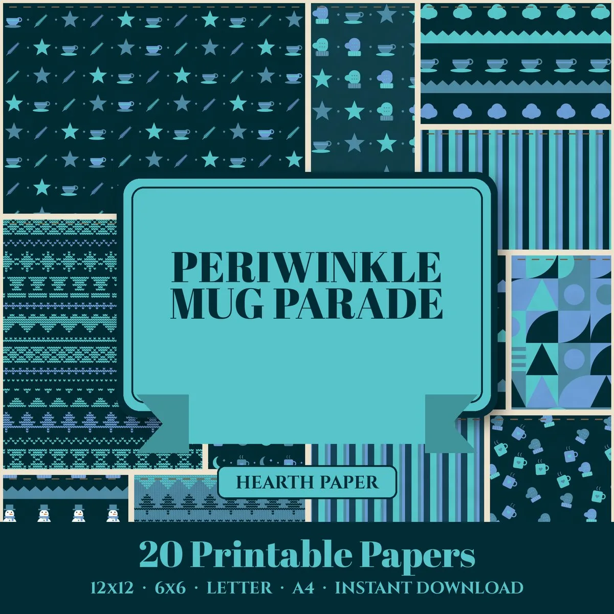 Periwinkle Mug Parade Digital Paper Pack cover