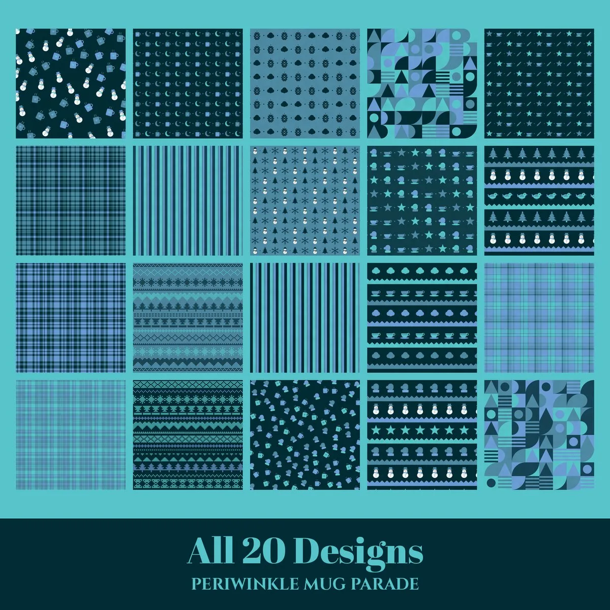 Periwinkle Mug Parade Digital Paper Pack preview 2