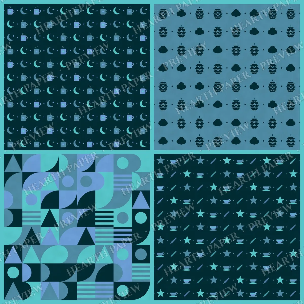 Periwinkle Mug Parade Digital Paper Pack preview 5