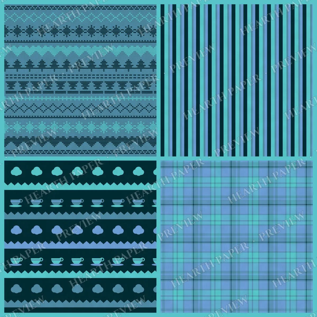 Periwinkle Mug Parade Digital Paper Pack preview 6