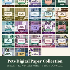 Pets Digital Paper Collection, 23 digital paper packs
