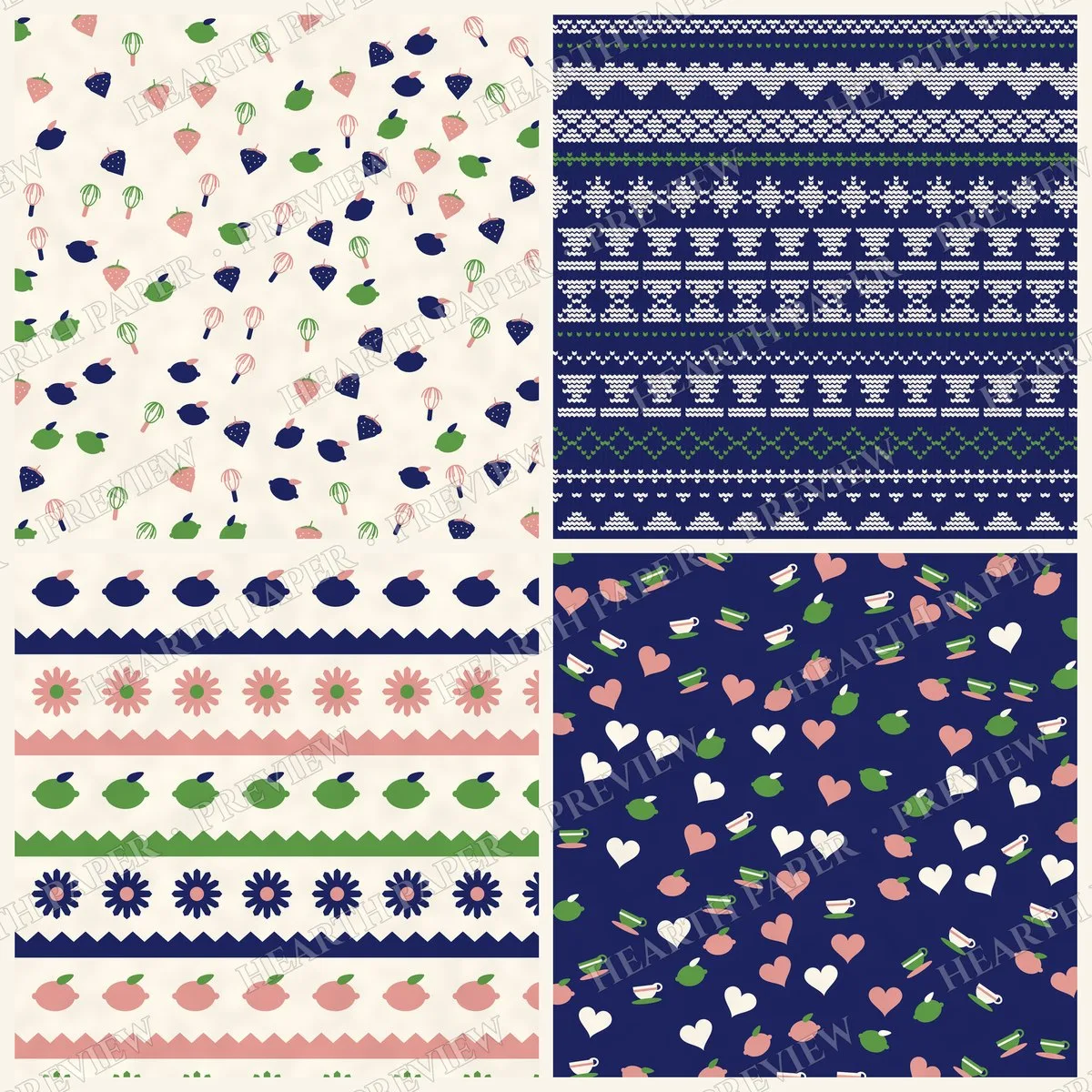 Pink Strawberry Notes Digital Paper Pack preview 5