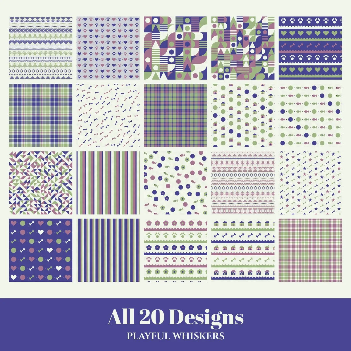 Playful Whiskers Digital Paper Pack preview 2