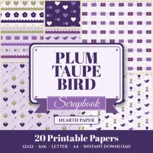 Plum Taupe Bird Digital Paper Pack