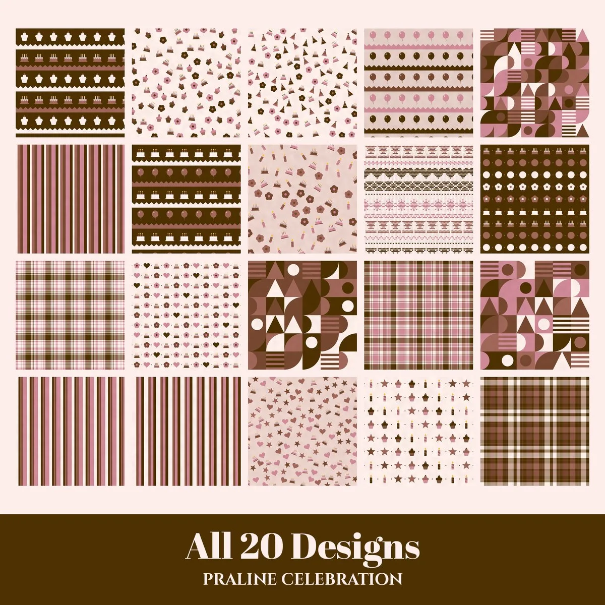 Praline Celebration Digital Paper Pack preview 2