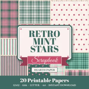 Retro Mint Stars Digital Paper Pack