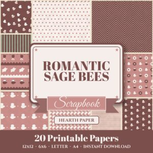 Romantic Sage Bees Digital Paper Pack cover