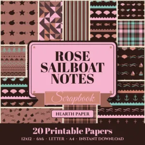 Rose Sailboat Notes Digital Paper Pack cover