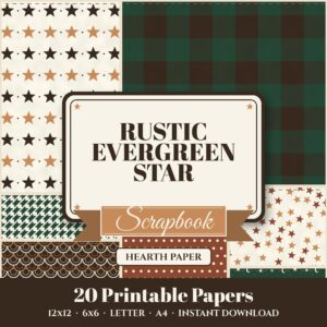 Rustic Evergreen Star Digital Paper Pack cover