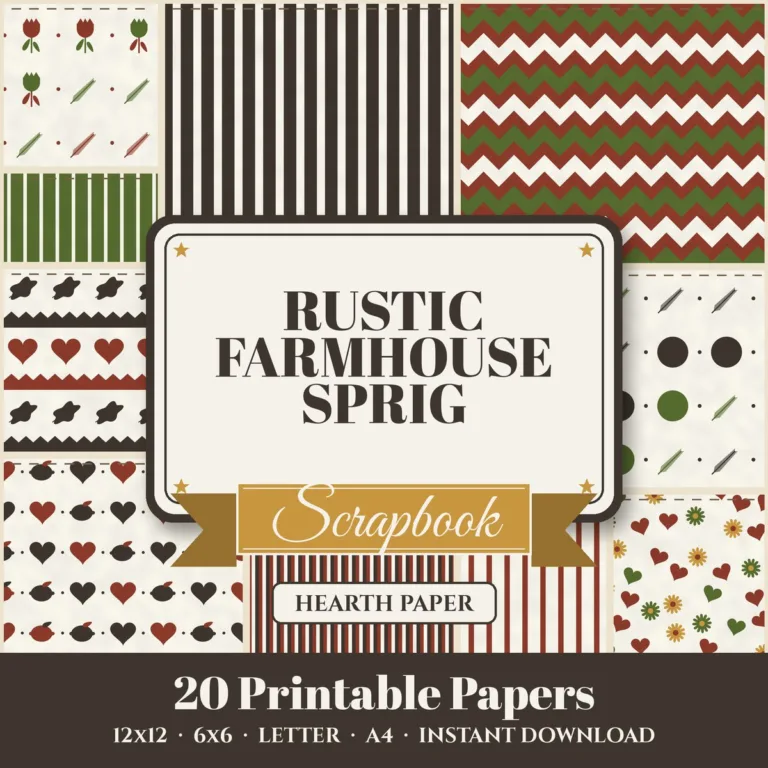 Rustic Farmhouse Sprig Digital Paper Pack cover