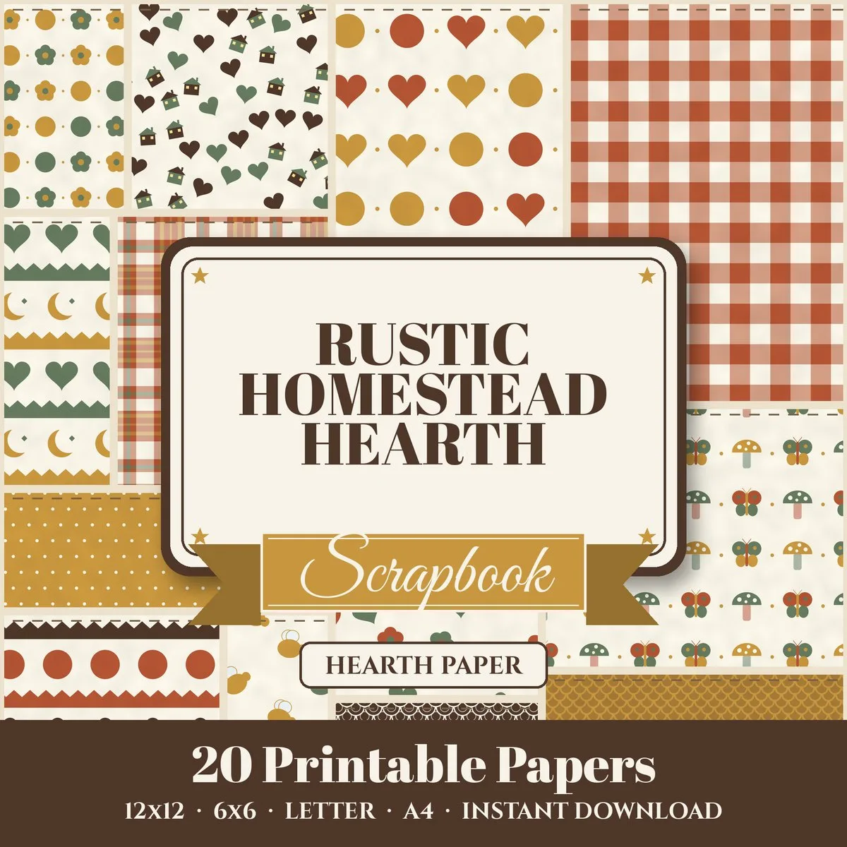 Rustic Homestead Hearth Digital Paper Pack cover
