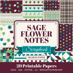 Sage Flower Notes Digital Paper Pack cover
