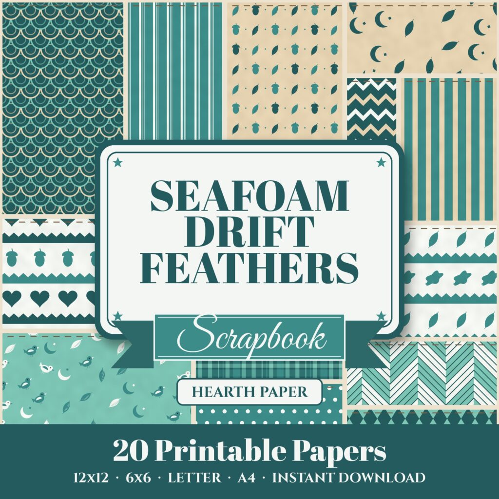 Seafoam Drift Feathers Digital Paper Pack cover