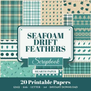 Seafoam Drift Feathers Digital Paper Pack