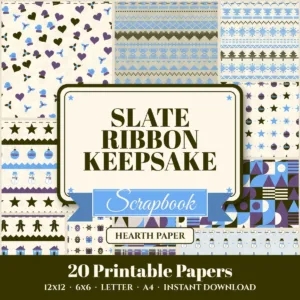 Slate Ribbon Keepsake Digital Paper Pack cover