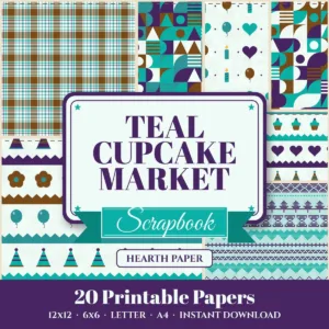 Teal Cupcake Market Digital Paper Pack cover