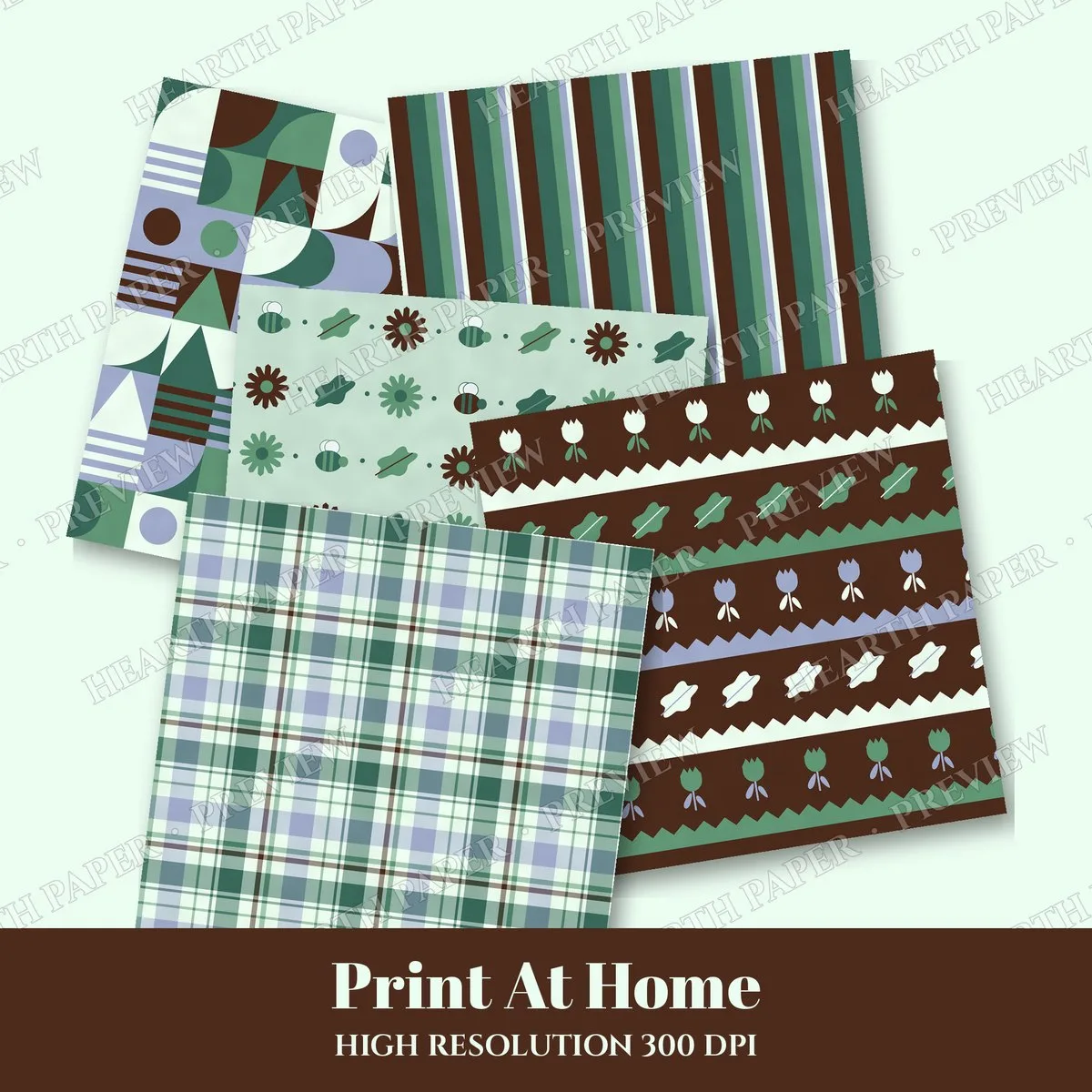Teal Flower Days Digital Paper Pack preview 3