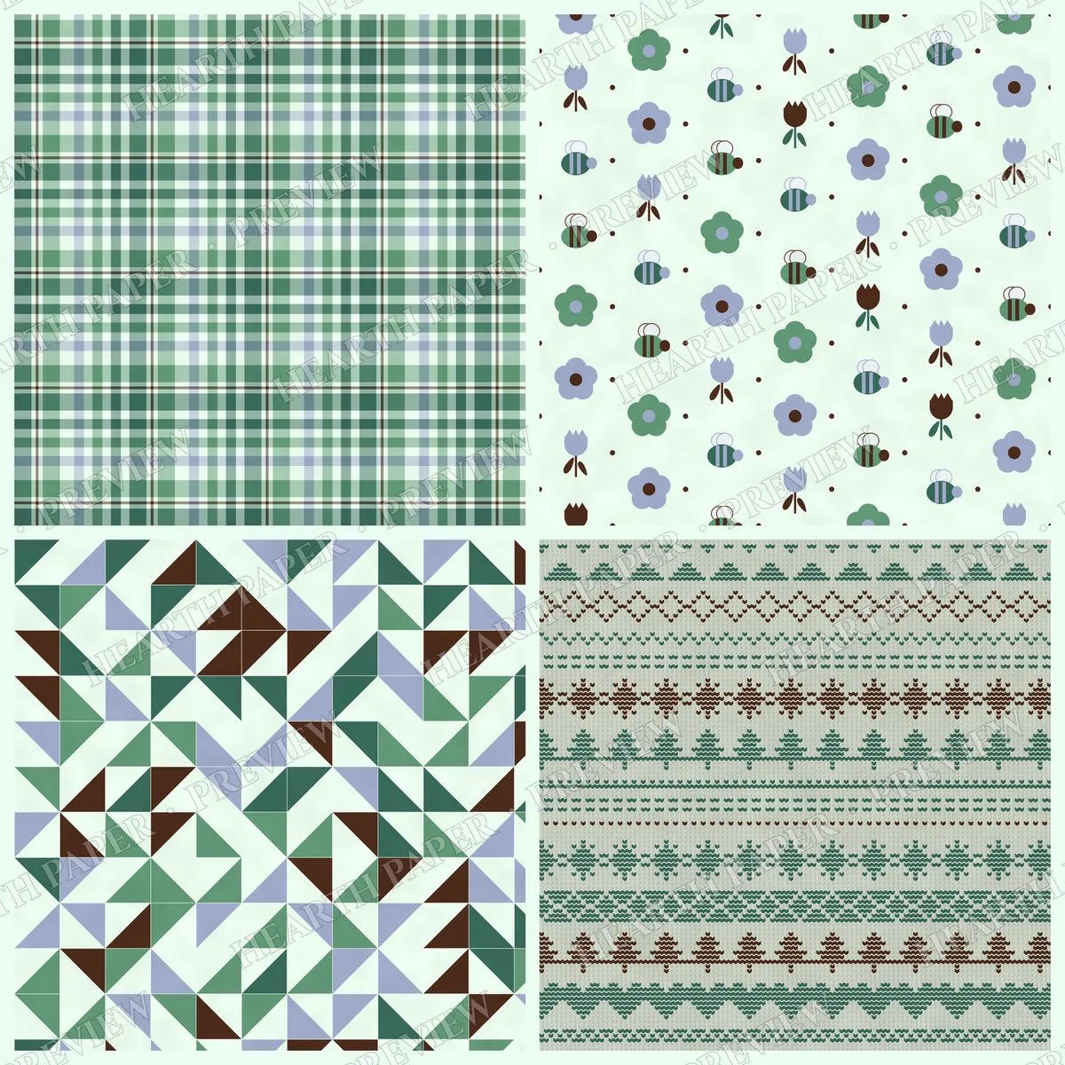 Teal Flower Days Digital Paper Pack preview 5