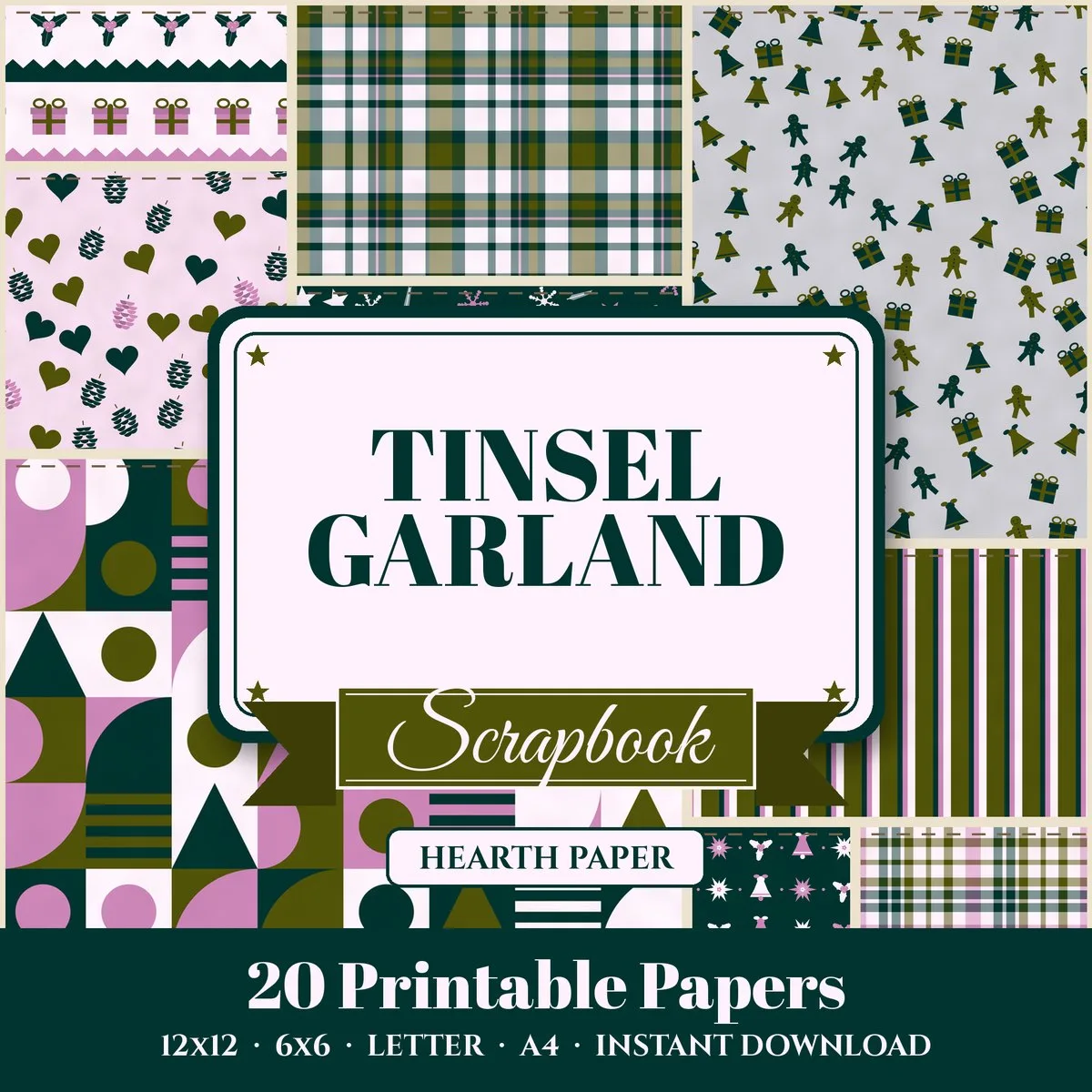 Tinsel Garland Digital Paper Pack cover