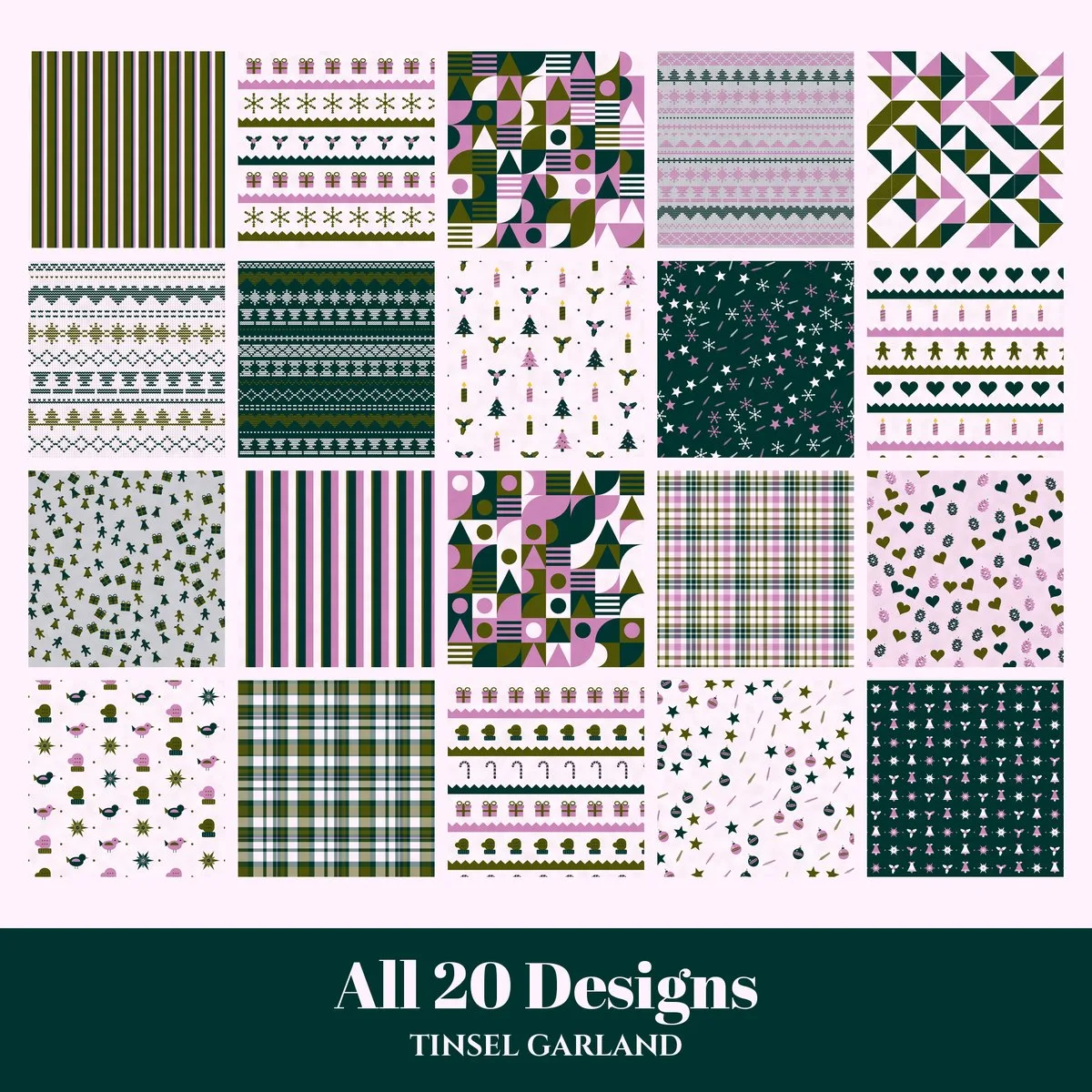 Tinsel Garland Digital Paper Pack preview 2