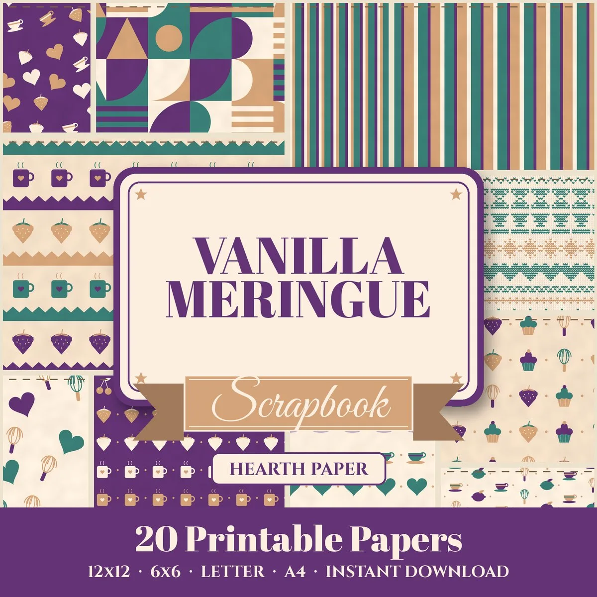 Vanilla Meringue Digital Paper Pack cover
