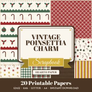 Vintage Poinsettia Charm Digital Paper Pack cover