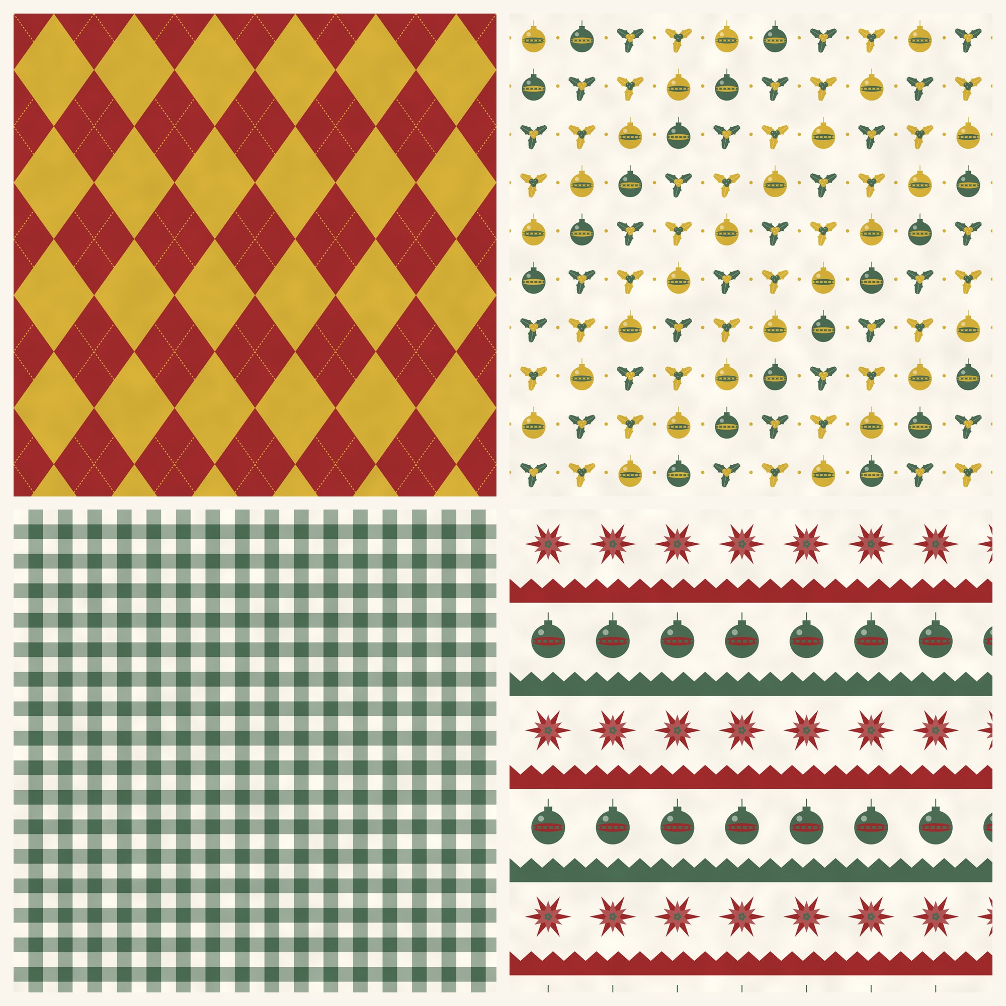 Vintage Poinsettia Charm Digital Paper Pack preview 5