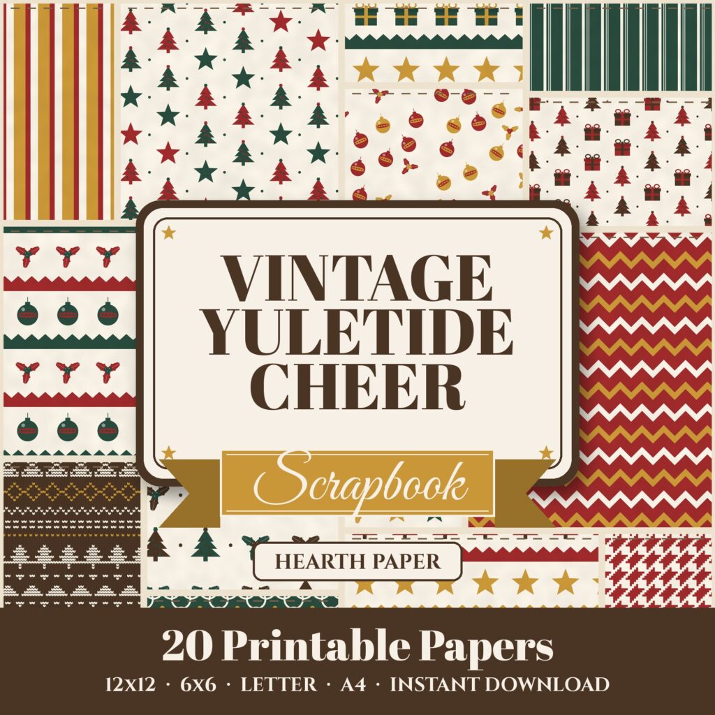 Vintage Yuletide Cheer Digital Paper Pack cover