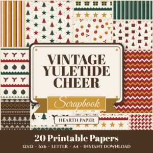Vintage Yuletide Cheer Digital Paper Pack cover