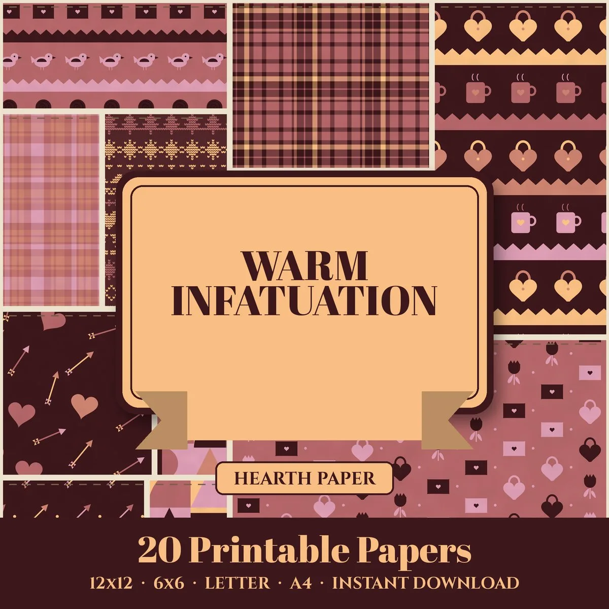 Warm Infatuation Digital Paper Pack cover