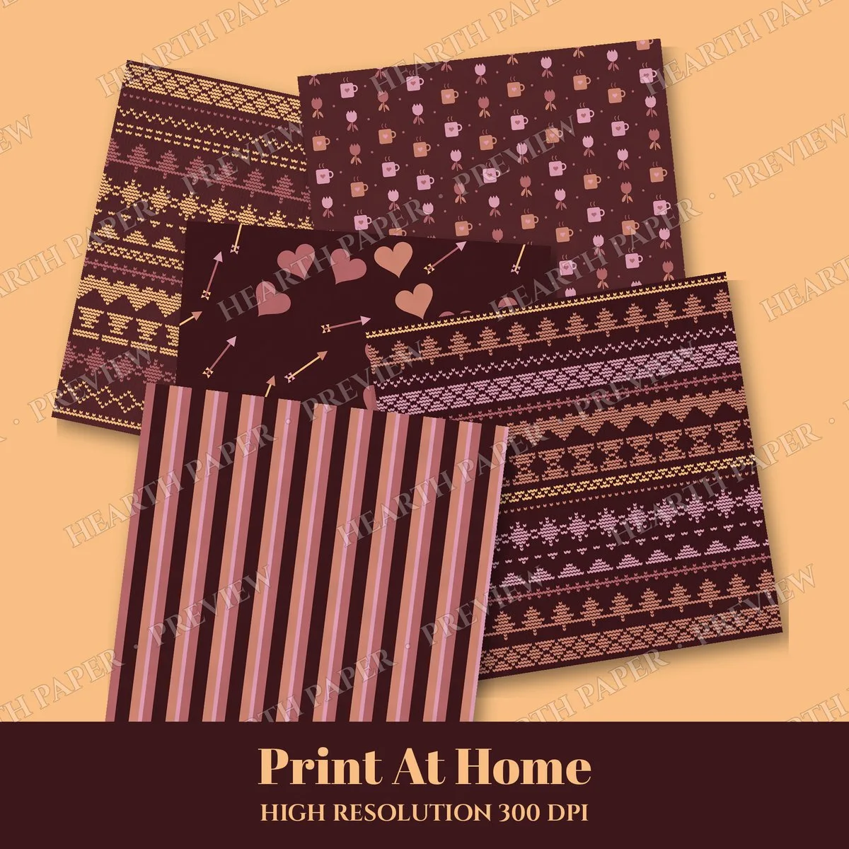 Warm Infatuation Digital Paper Pack preview 3