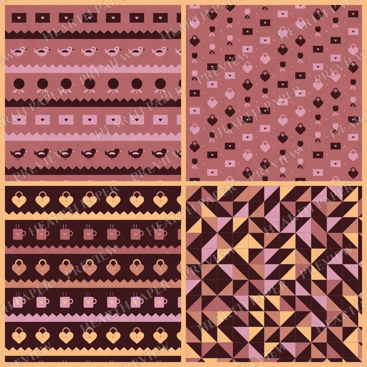 Warm Infatuation Digital Paper Pack preview 6
