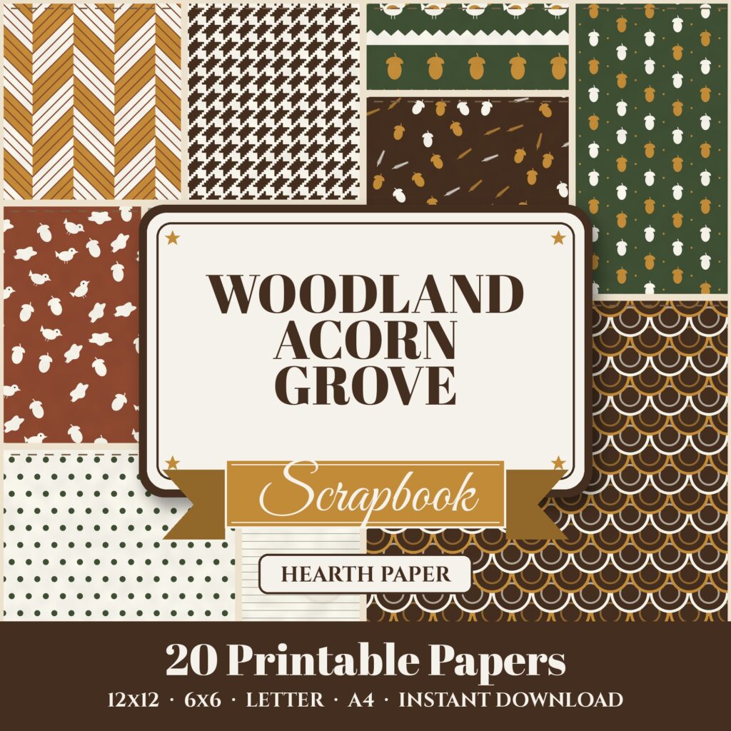 Woodland Acorn Grove Digital Paper Pack cover