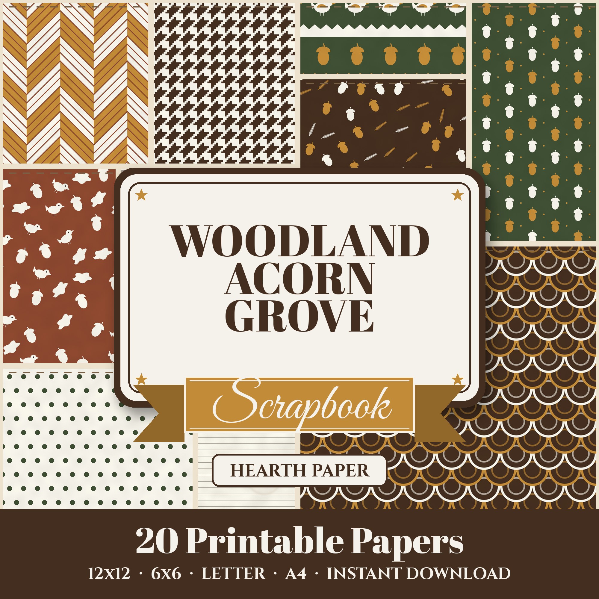 Woodland Acorn Grove Digital Paper Pack cover