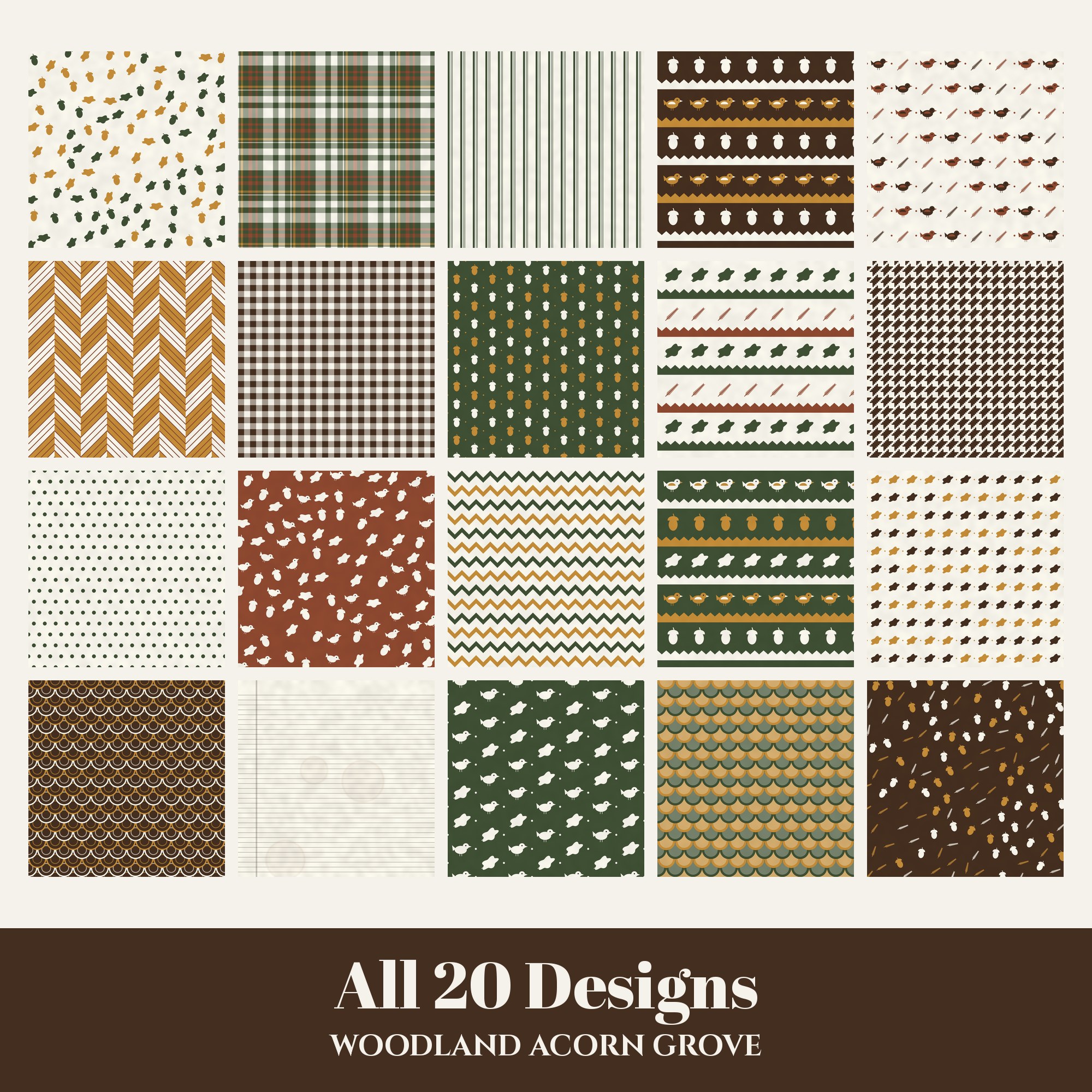 Woodland Acorn Grove Digital Paper Pack preview 2