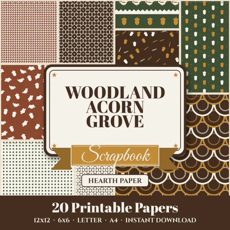 Woodland Acorn Grove Digital Paper Pack cover