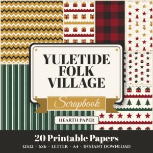Yuletide Folk Village Digital Paper Pack cover