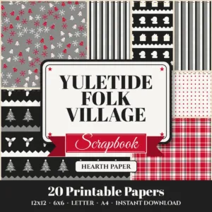 Yuletide Folk Village Digital Paper Pack